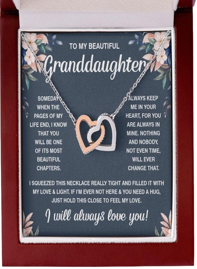 Dokazu Gift for Granddaughter Necklace from Grandparents with Heartfelt Message & Luxury Box, Birthday, Valentine’s Day, Christmas, Interlocking Hearts Jewelry - Image 1